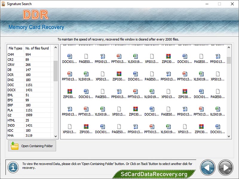 Memory Storage Data Recovery screenshot